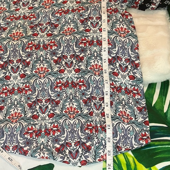 Loft XS Maximalist Floral Leaf Print Office Spring Tiered Ruffle Sleeve Blouse - Picture 6 of 8